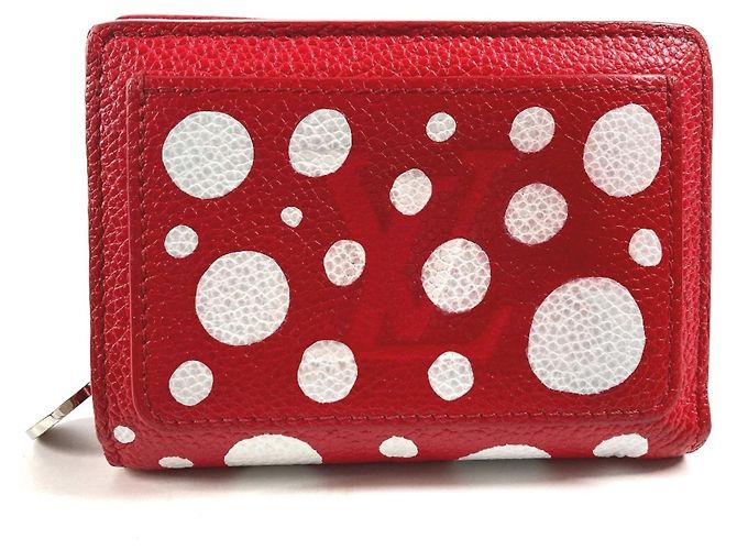 Cartera Bi-Fold Louis Vuitton Yayoi Kusama Blanco Roja