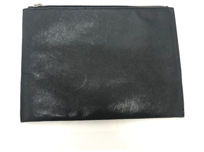 Clutch in pelle Saint Laurent Star Patch Nero