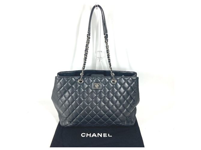 Chanel A91046 Coco Mark Matelasse gesteppte Tote Bag Schwarz