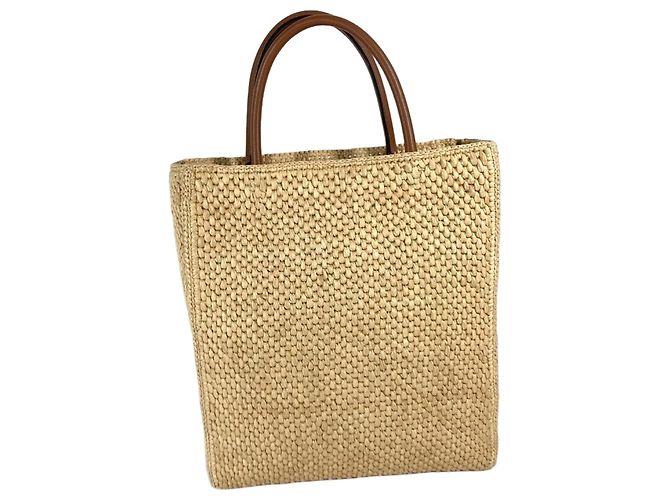 Borsa a tracolla in rafia Loewe Marrone Beige