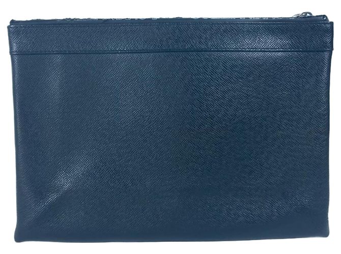 Louis Vuitton Taiga Leder Clutch Bag Schwarz Grau