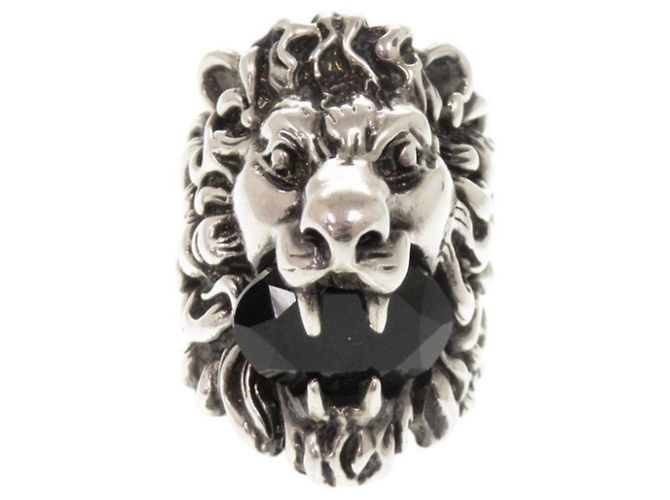 Gucci Lion Head Silver Band Ring Ring Silber