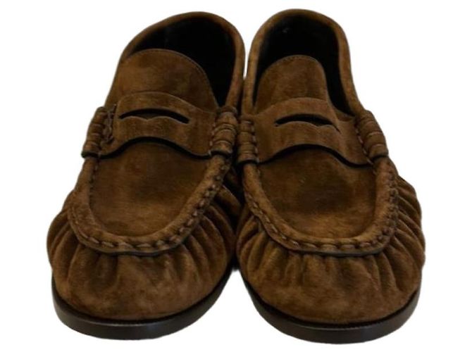 Saint Laurent Mocassins en daim marron Brown