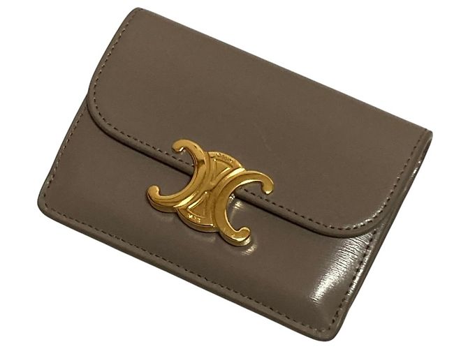 Céline Tarjetero y cartera compacta Celine Triomphe Flap Gris