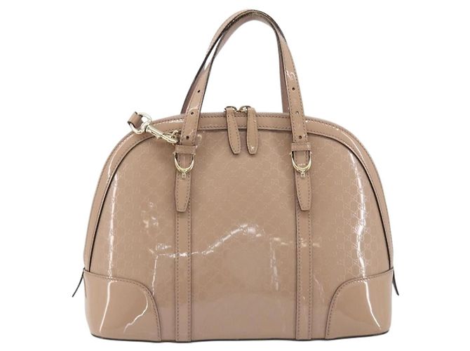 Gucci Nice Top Handle Microguccissima Lack Medium Beige