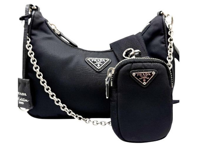 Borsa a tracolla in nylon Prada Re Edition 2005 Nero
