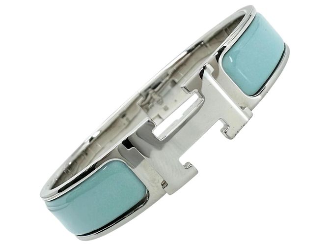 Hermès Hermes Click H Bangle Silvery Light blue