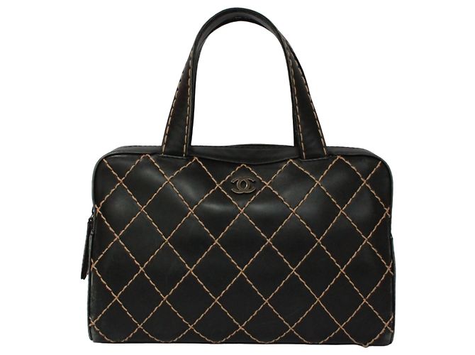 Bolsa de couro CHANEL Wild Stitch Preta Preto