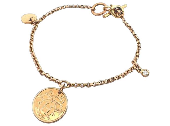Hermès Pulsera Charm Hermes K18PG Ex-Libris Dorado