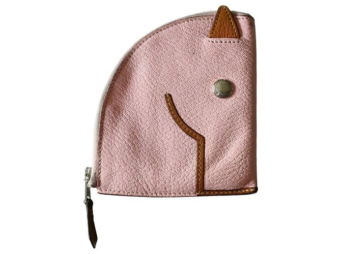 Hermès Hermes Chevre Leather Coin Purse Pink