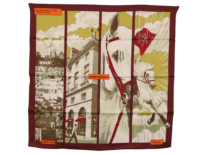 Hermès HERMES Carré 70 Sciarpa "QUAND SOUDAIN" Seta Rossa Auth 190192M Rosso