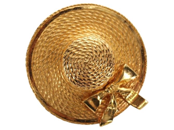 Spilla CHANEL metallo Gold CC Auth 190426M D'oro