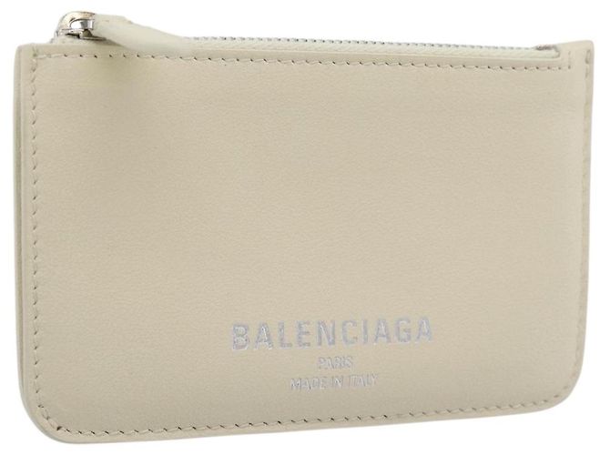 BALENCIAGA Fragment Case Leather Ivory Silver 810902 Auth 191382V Prata Cru