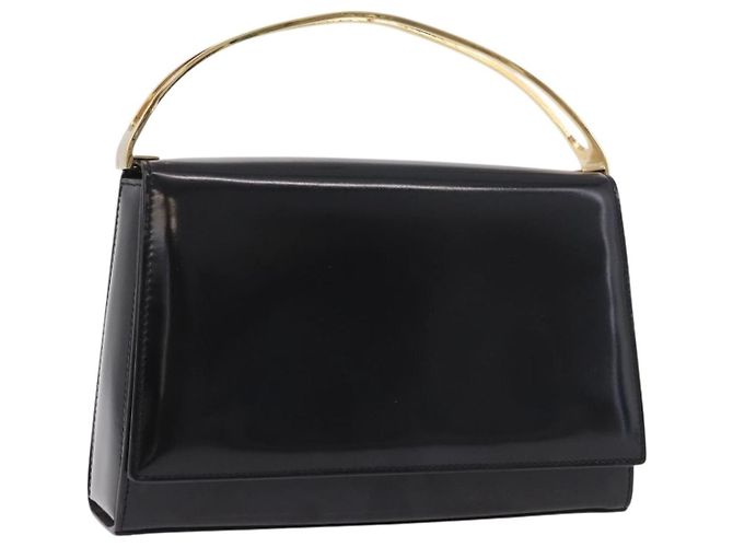 Céline Bolso CELINE de piel charol Negro Oro Auth 190425A Dorado