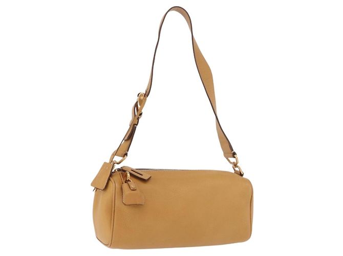 Borsa a Spalla in Pelle Beige Oro PRADA Auth gh2210A D'oro