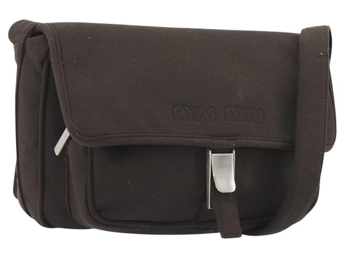 Borsa a Spalla Miu Miu Jersey di Cotone Marrone Argento Auth 191297A