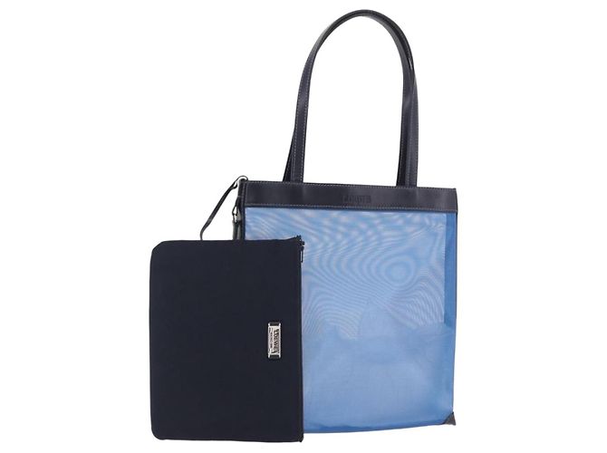 Borsa Tote LOEWE Nylon Mesh Blue Silver Auth bs35980 Argento