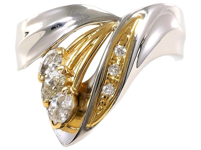 Autre Marque Elegenter 18K Gelbgold- und Platin-Ring Golden