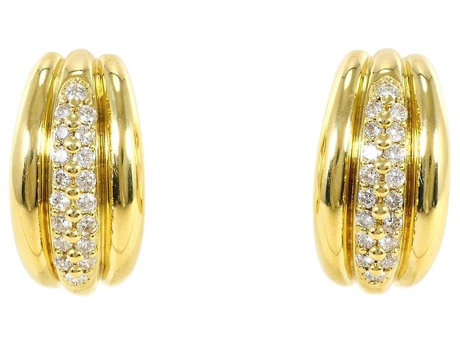 Autre Marque Orecchini a clip in oro giallo 18K e diamanti D'oro