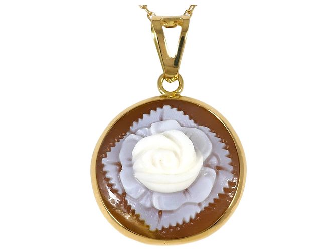 Autre Marque Collar de oro amarillo de 18K con camafeo de concha Dorado