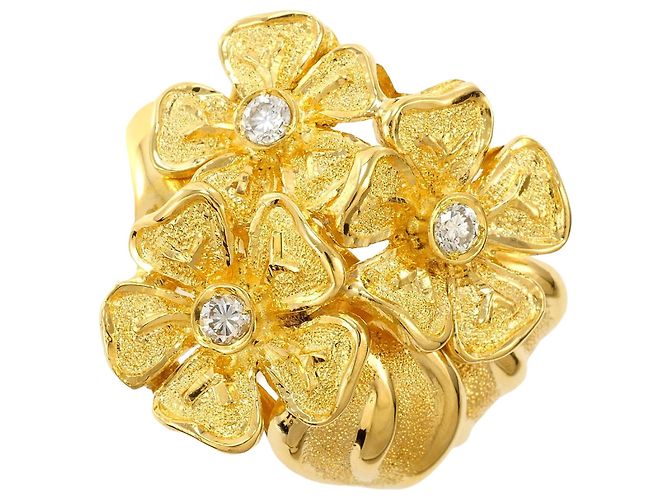 Autre Marque 18K Gelbgold-Ring mit Diamant Golden