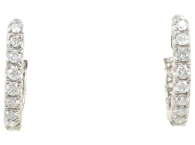 Autre Marque Pendientes de aro en platino PT900 con diamantes