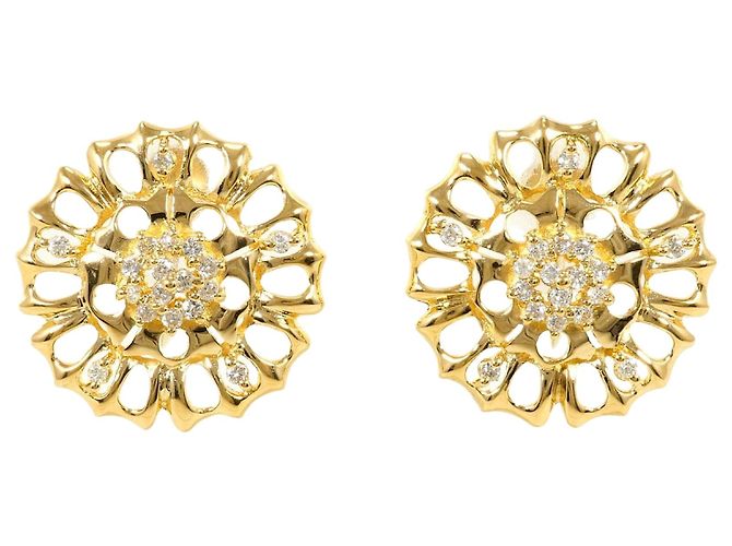 Autre Marque Orecchini a clip in oro giallo 18K con diamanti D'oro