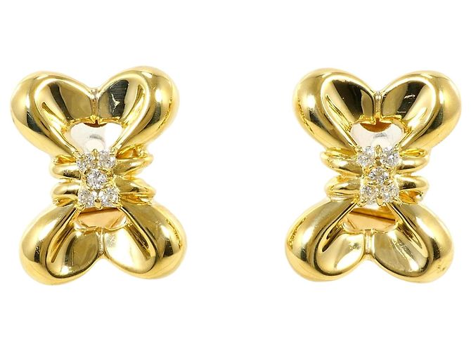 Autre Marque Orecchini a clip in oro giallo 18K con diamanti D'oro