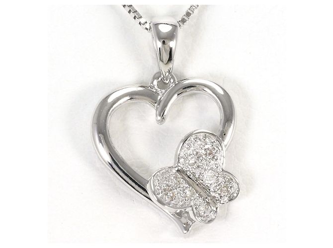 Autre Marque Collar de oro blanco de 18K con diamante Dorado