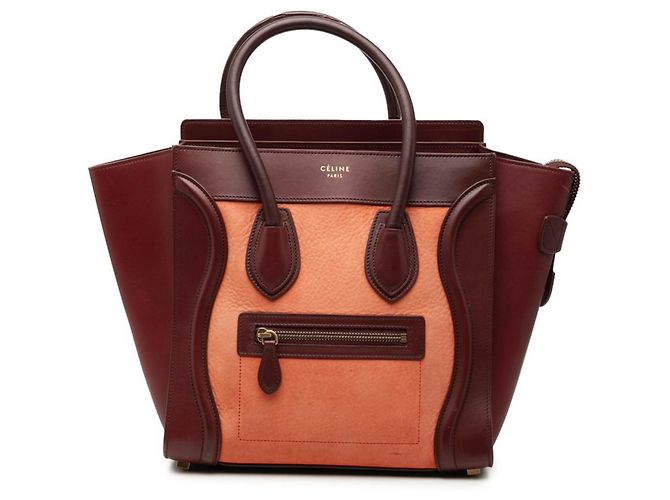Céline Sac à main Celine Luggage Micro Shopper Rouge Orange Bordeaux