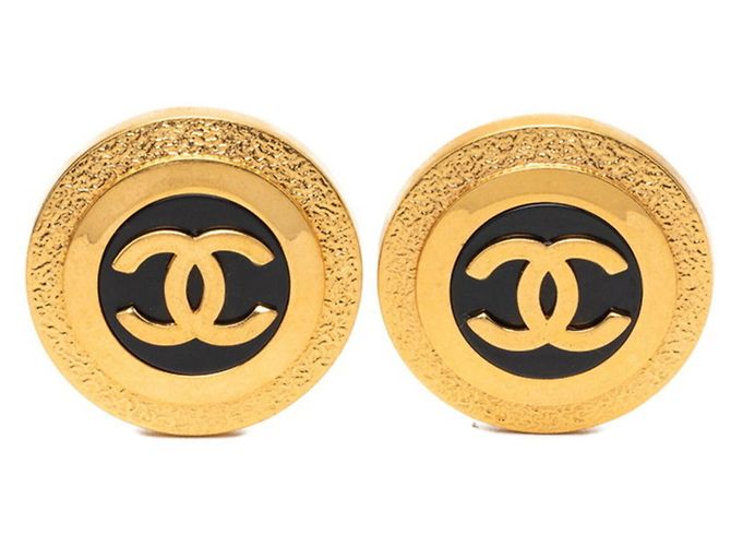 Pendientes de clip redondo Chanel Coco Mark Dorado