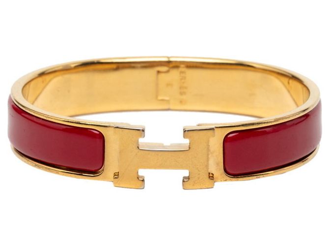 Hermès Bracelet jonc en émail Click H PM Hermes Rouge Doré 