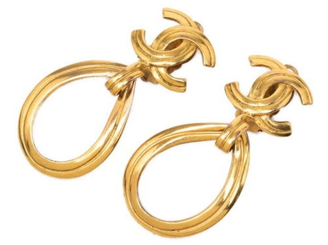 Orecchini Chanel Coco Mark Vintage Teardrop D'oro
