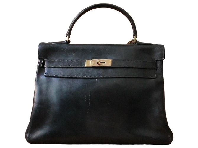 Borsa Hermès Kelly in pelle nera Nero