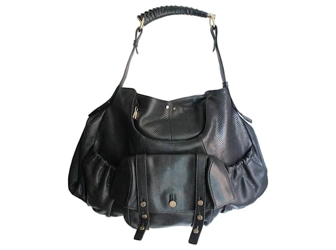 Yves Saint Laurent Sac à Main Mombasa en Cuir de Lézard Noir 