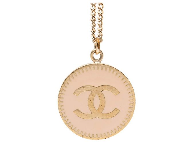 Colar redondo com marca Coco Chanel Rosa Dourado