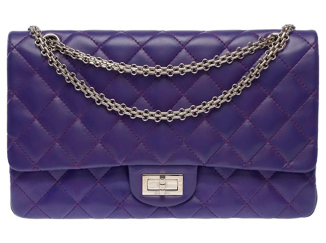 Mademoiselle Bolsa CHANEL 2.55 em Couro Violeta - 103728 Roxo