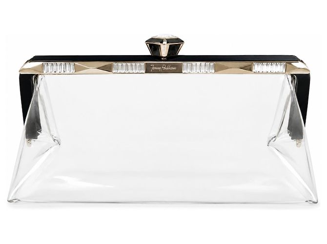 Clutch Jenny Packham in cristallo e plexiglass trasparente