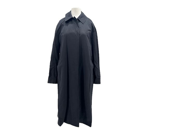 Autre Marque Gabardina larga negra de algodón 440ME Negro