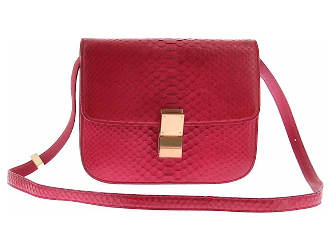 Céline Bolsa "Classic box" em python rosa 