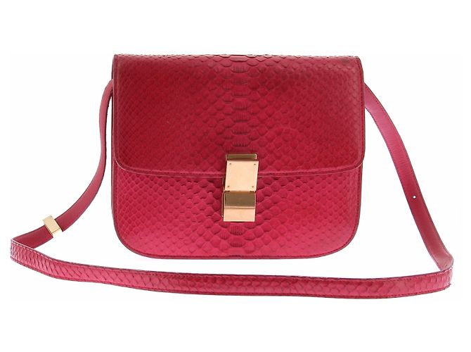 Céline Sac "Classic box" en python rose Pink