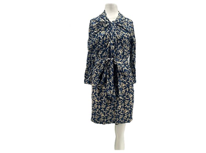 Vestido de algodón azul estampado Isabel Marant Etoile