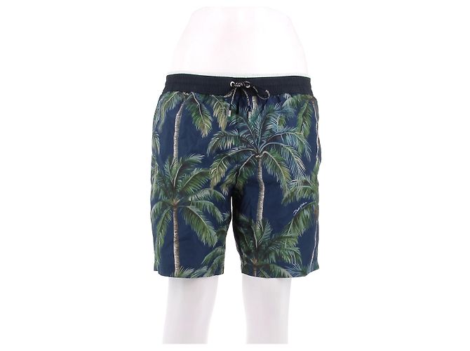 Dolce & Gabbana Printed Shorts Navy Blue Polyester M