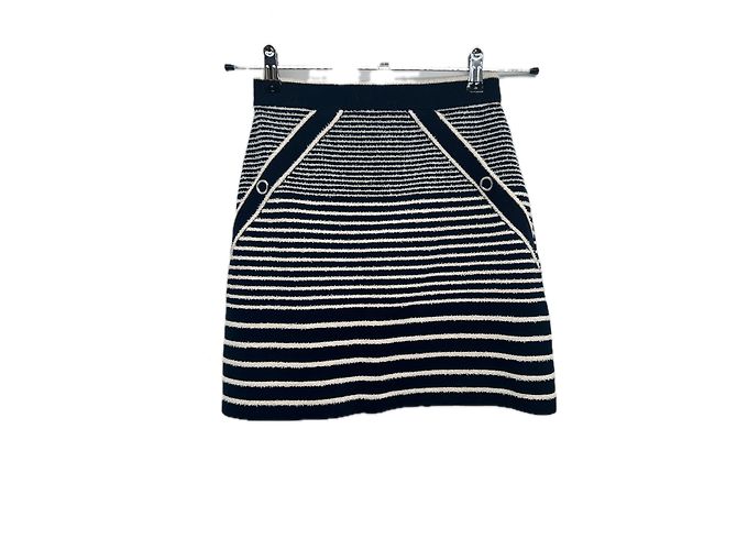 Falda de rayas Maje de algodón azul marino Talla 36