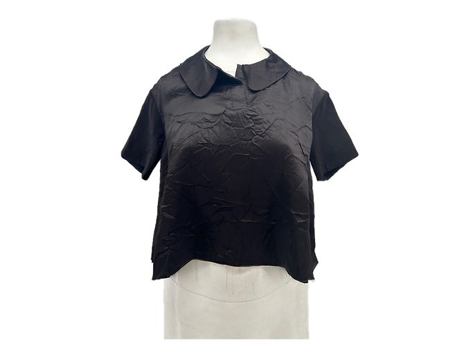 Autre Marque Camicetta in raso nero NACKIYÉ