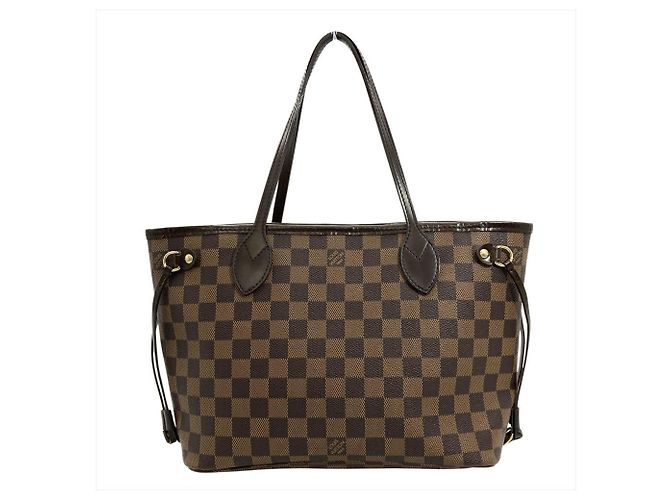 Bolsa Tote Louis Vuitton Neverfull PM Marrom Fuschia Damier ebene