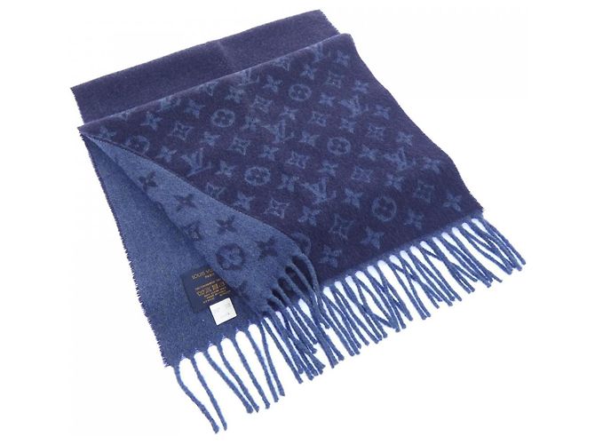 Louis Vuitton Monogram Gradient Cashmere Stole Navy blue