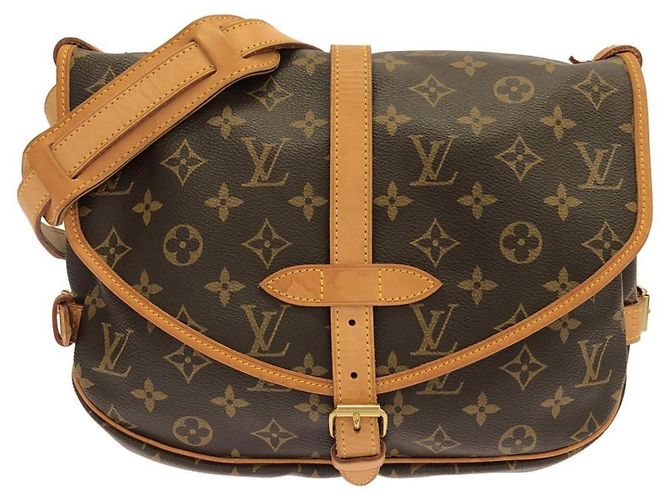 Bolso de Hombro Louis Vuitton Monogram Saumur Castaño