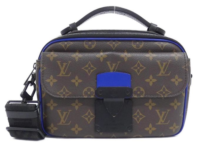 Bolso Messenger Louis Vuitton Monogram Macassar S-Lock Castaño Azul