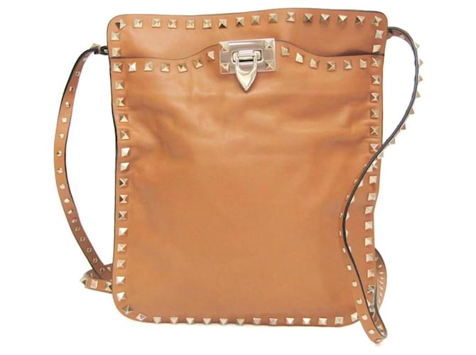 Sac à bandoulière en cuir pour femme Valentino Garavani Lockstuds Camel 